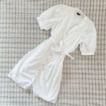 Ann Taylor Embroidered Floral White Button-Down Dress Photo 0