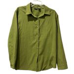LL Bean Womens Button Down Olive Green Brushed Suede Long Sleeve Size Large Photo 1