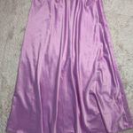 ZARA Pink Lavender Purple Satin Midi A-Line Skirt Contrast Black Trim Size Large Photo 0