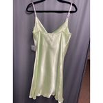 Bebe Mini Slip Dress Women XL Green Satin Sleeveless Spaghetti Strap Hipster B55 Photo 3