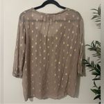 Brochu Walker  Sz L‎ Polka Dot SILK Taupe and Gold Blouse Photo 3