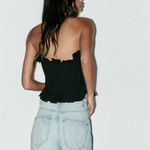 ZARA  NWT black pleated bandeau strapless top Photo 3