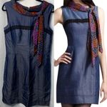 Zac Posen  Z Spoke scarf blue shift‎ dress size 10 Photo 1