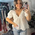 Anthropologie Forever That Girl V-Neck Short Sleeve Blouse White Size Medium Photo 0