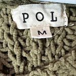 POL  Oversize Olive Green Chunky Knit Olive Sweater with Hoodie and Ties. Nubby Photo 1