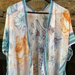 Kimono caftan cover up wrap M L XL one size turquoise blue coral white orange Photo 1