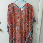 Floral Tasseled Wrap Swim Beach Coverup O/S Nautical Bohemian Costal MuMu Summer Orange Size undefined Photo 1