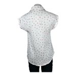 Hippie Rose  Junior’s Tie-Front Gauze Camp Shirt Floral White Button-Up Top Small Photo 3
