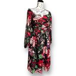 Tahari  ASL 12 Black Red Floral Chiffon Mini Dress Cocktail Party Festival NWT Photo 2