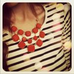 Stella & Dot J. Crew Olivia Bib Necklace‎ Statement Faceted Epoxy Orange Gold Preppy Photo 1