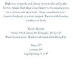 DL1961 Nwt Farrow Cropped Hight Rise Skinny Jeans Photo 8