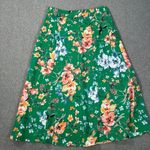 Loft Floral Midi Skirt Womens 2 Green A-Line Swing Photo 6