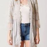 BKE  Boutique Chiffon Lace overlay Flyaway Cardigan. Size XSmall Glacier … Photo 11