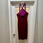 Belle Poque Magenta Velvet Halter Dress w/ Adjustable Button Straps | XL Purple Photo 2