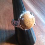 Script Stone and Brazilian Smokey Quartz Solitaire Copper Ring (Size 6) Photo 13