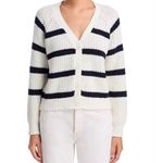 AQUA  Striped Knit Cardigan Button Front Sweater Top Cream Black‎ XXL Photo 0