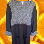 Style & Co Black and Gray Knit V Neck Dress Size Large Photo 0