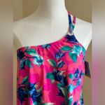 Bal Harbor NWT Pinks Blues White Floral Print Swim Top One Side Straps Sz M Pink Size M Photo 1