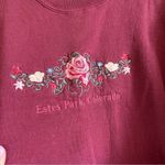 Jerzees ✨ Maroon Estes Park Colorado Floral Embroidered Crewneck Sweatshirt Large Photo 2