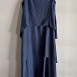 Banana Republic Navy Tiered Slip Dress Size 6 | Minimalist Midi Cocktail Dress Photo 0