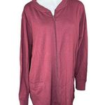 Denim & Co . Active French Terry Tunic Jacket with Ribbed Trim Dark Cherry 3Xd Photo 0