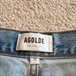 AGOLDE  Riley High Waist Straight Cropped Distressed Button Fly Raw Hem Zephyr 26 Photo 3