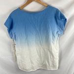 Caslon NWT  Woven V-Neck T-Shirt in Blue Cornflower Ombre Size Small Photo 4