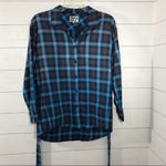 Pam & Gela Blue and Black Plaid Long Sleeve Shirt Size Small NWT Photo 63