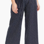 J.Crew Point Sur Paperbag Pants Wide Leg Belt Stripe Navy Blue Size 12 Photo 0