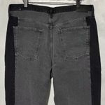Mango Two Tone Side Panels High Waist Raw Hem Straight Leg Jeans Grey Size 14 Photo 9