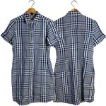 Theory Mayvine Dillon Plaid Linen Mini Shirt Dress Women 4 Blue White Preppy NWT Photo 3