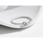 Boutique SALE 14k Platinum Beaded Bezel Diamond Ring, GRA Certificate Photo 2