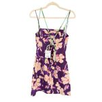 ZARA B8  Floral Print Purple Pink Strappy Mini Dress Size Medium M Photo 3