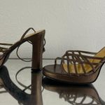 Seventeen Vintage Y2K 90s Brown Ankle Strappy Chunky Block Heel Formal Sandals Photo 8