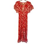 Max Studio London NWT twist front floral red midi dress small Photo 1