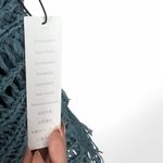 New One Size S M L XL Swim Cover Up Aqua Open Knit Fringe Tunic Sweater Top NWT Blue Photo 3
