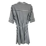 Mlle Gabrielle Shirt Dress Belted Short Sleeve Collar Striped Black White 2X Photo 1