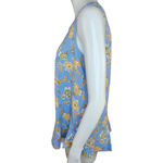 Denim & Co . Printed Sleeveless Tank Top Flutter Bottom Blue Floral X-Small NWOT Photo 4