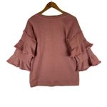 Miss Me  Women's Medium Pink Ruffle Sleeve V-Neck Top Blouse Casual Photo 1