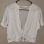 Fabletics  White Tee Crop cut out back Photo 1