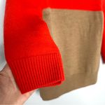 J.Crew  Orange Tan 100% Merino Wool Rollneck Pullover Sweater Size S Colorblock Photo 2