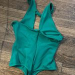 NBD  emerald green wrap neck bodysuit Photo 2