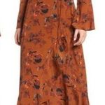 Leith  Nordstrom Rack Floral Autumn Rust Belle Sleeve Wrap Dress Photo 0