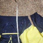 New Look  Sport Windbreaker Jacket Size L Blue Yellow Cropped Full Zip Pocket Photo 4