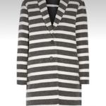 Maje Goelette Charcoal & Off White Striped Woven Coat size small Photo 13