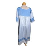 Vtg Y2K Cozee Corner Blue White Sailboat Embroidered Muumuu House Dress 1X Photo 2