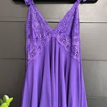 SHIRLEY OF HOLLYWOOD Vintage Silky Sheer Lace Mini Slip Dress Lingerie Sz L EUC Purple Size L Photo 0