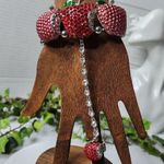 Unique Statement Red Apple Bracelet with Attached Ring Photo 4