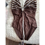 Ralph Lauren swimsuit One Piece Brown & White Halter 10 Photo 5