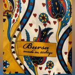 Bursa Silk Valley Turkey Floral Print Silk Scarf 64" x 22” Blue, Red, Gold Yellow Photo 1